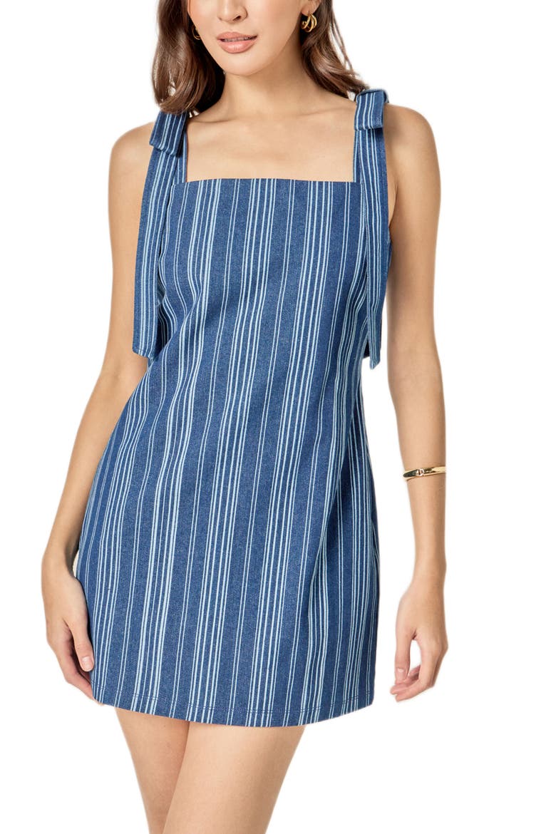 Stripe Denim Minidress, Alternate, color, DENIM