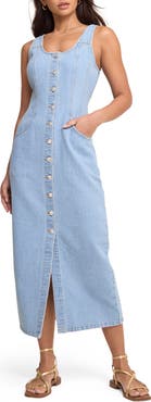 Nobody's Child Quays Denim Button-Up Midi Dress