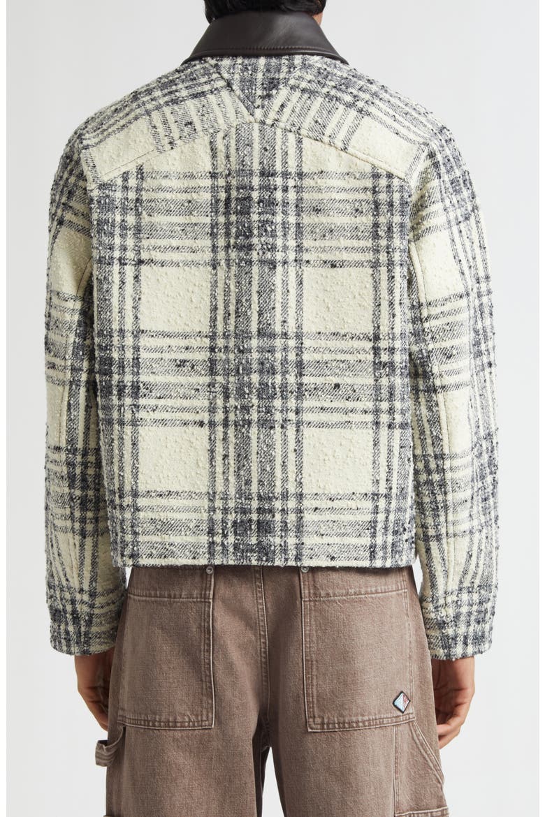 Compact Bouclé Check Wool Blend Jacket with Leather Trim, Alternate, color, 9401 CREAM/ CHARCOAL