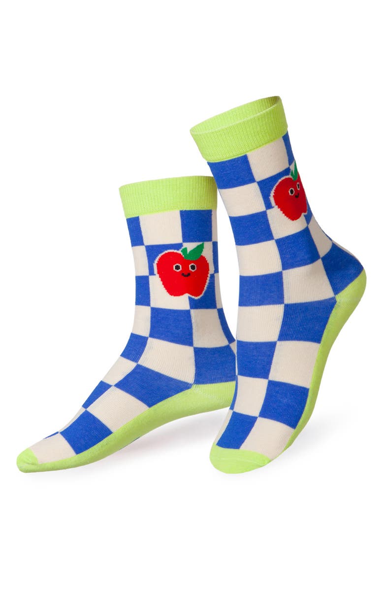doiy Kids' Apple Juice 3D Crew Socks, Main, color, Blue/ Green Multicolor