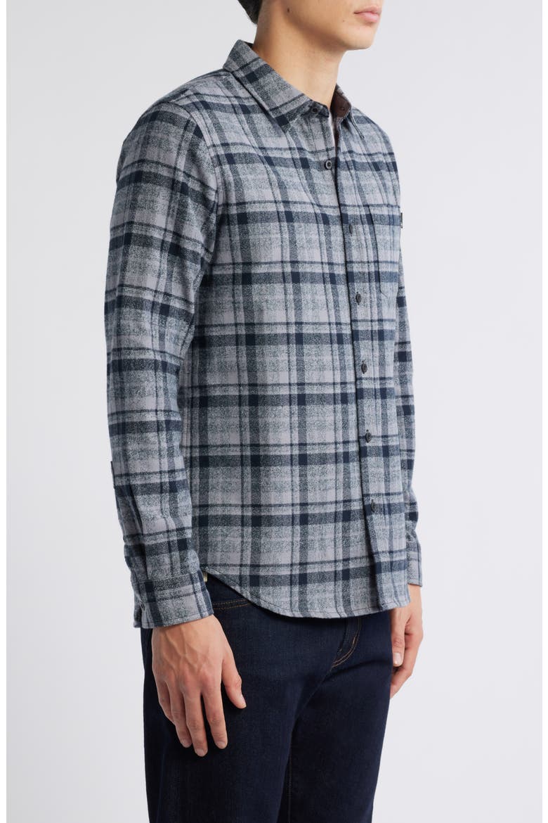 Aiden Plaid Cotton Button-Up Shirt, Alternate, color, TARTAN PLAID DARK GREY MULTI
