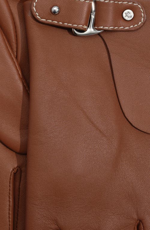 Ralph Lauren Lauren  Saddle Buckle Leather Gloves In Brown