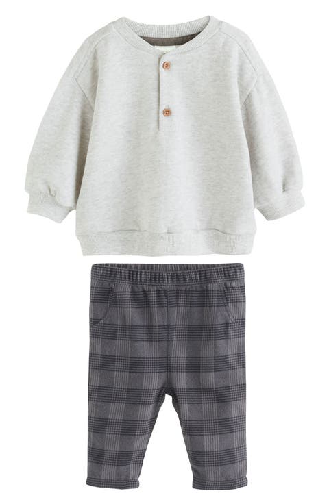 Henley Sweatshirt 
Check Pants Set (Baby)