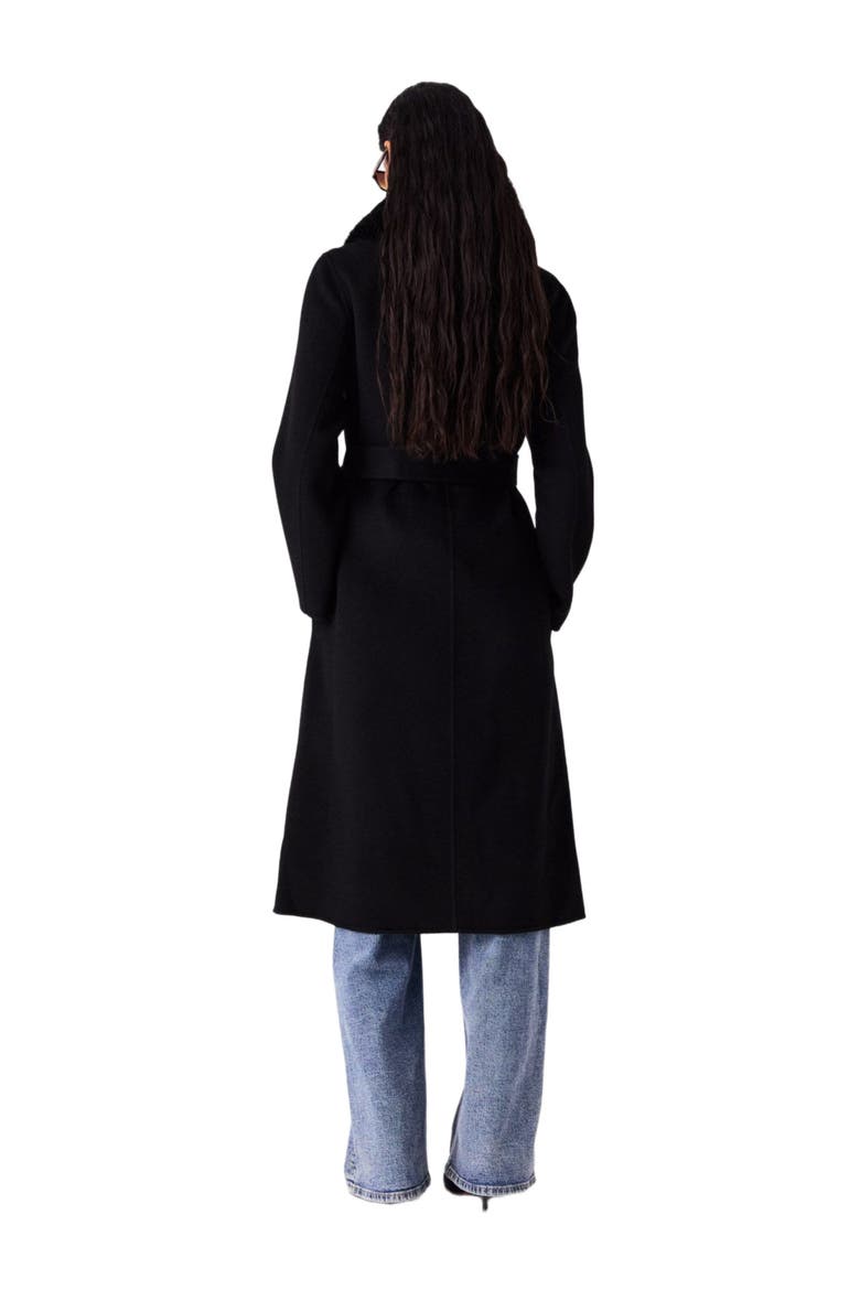 Double-faced coat with removable collar, Alternate, color, Black