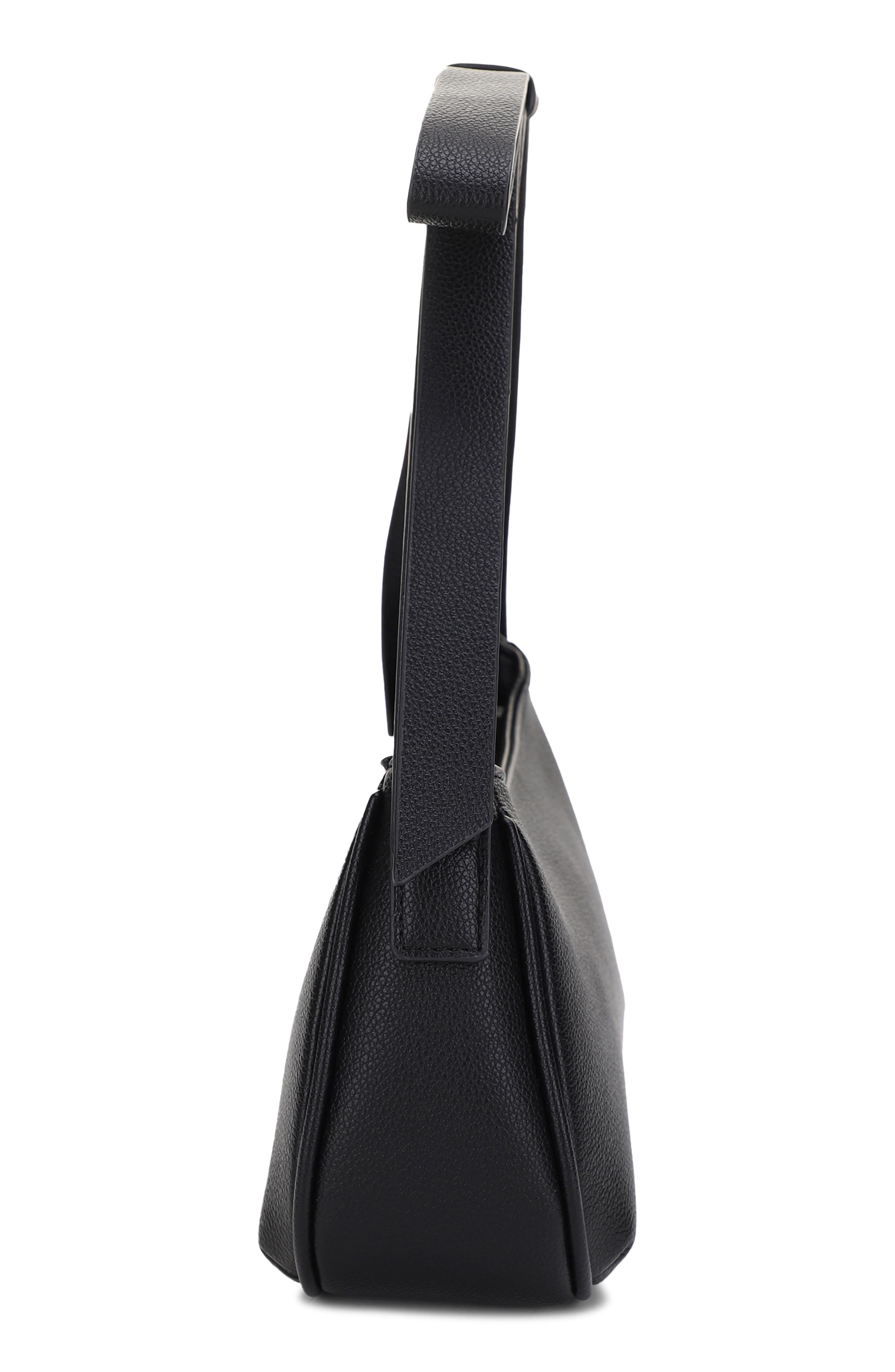 Mali + Lili Marissa Bow Vegan Leather Shoulder Bag, Alternate, color, Black