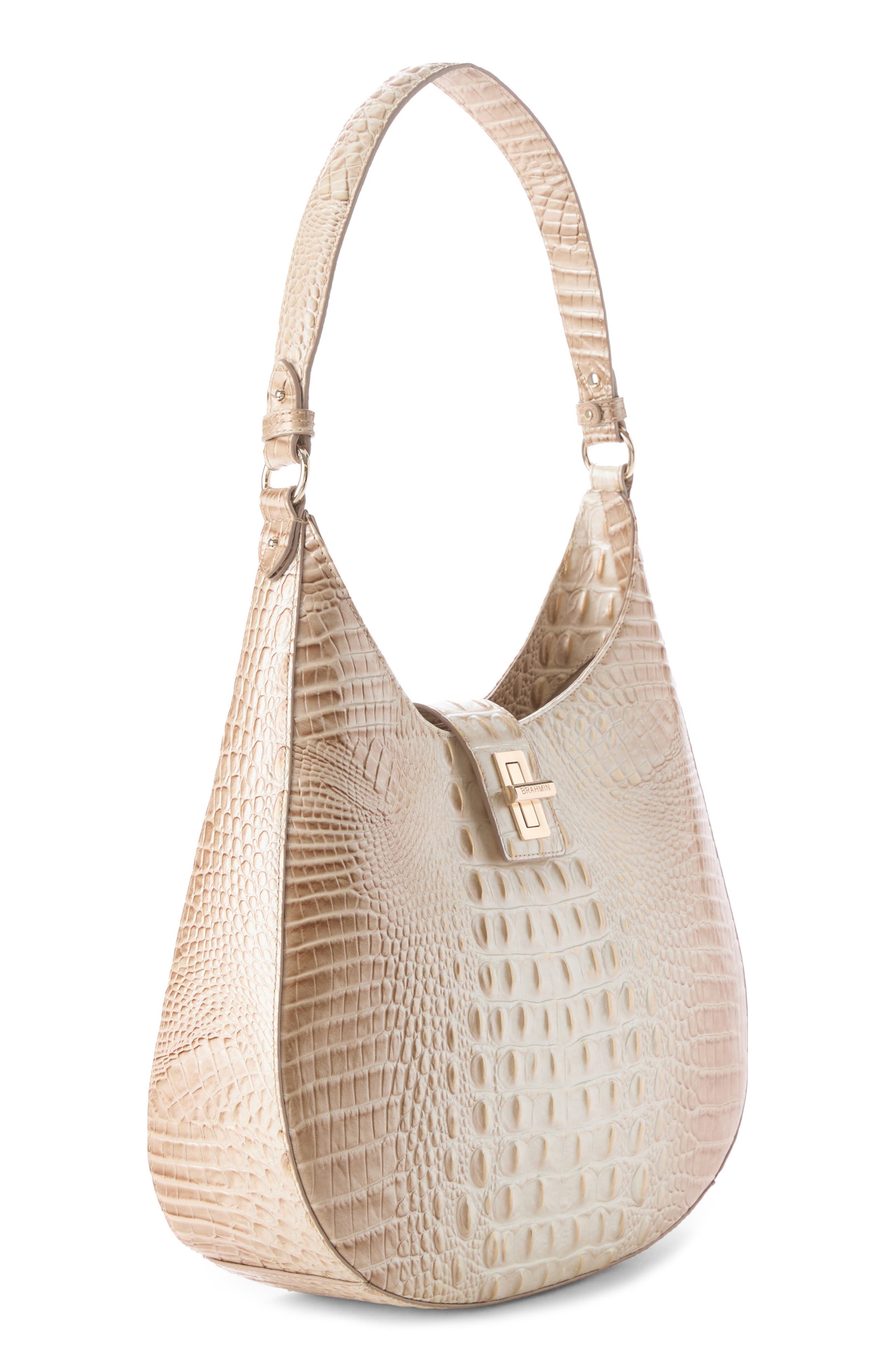 Fallon Croc Embossed Leather Shoulder Bag, Alternate, color, CONTOUR