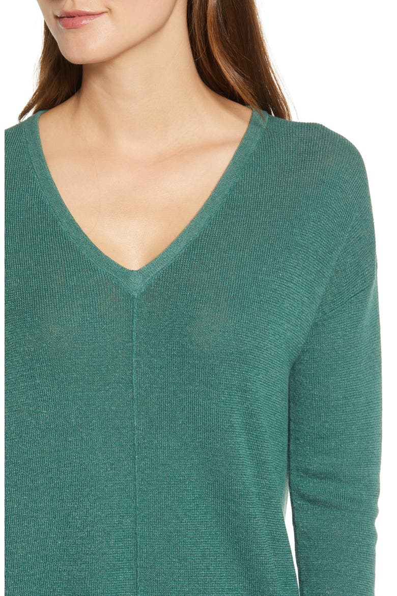 V-Neck Sweater, Alternate, color, GREEN SMOKE