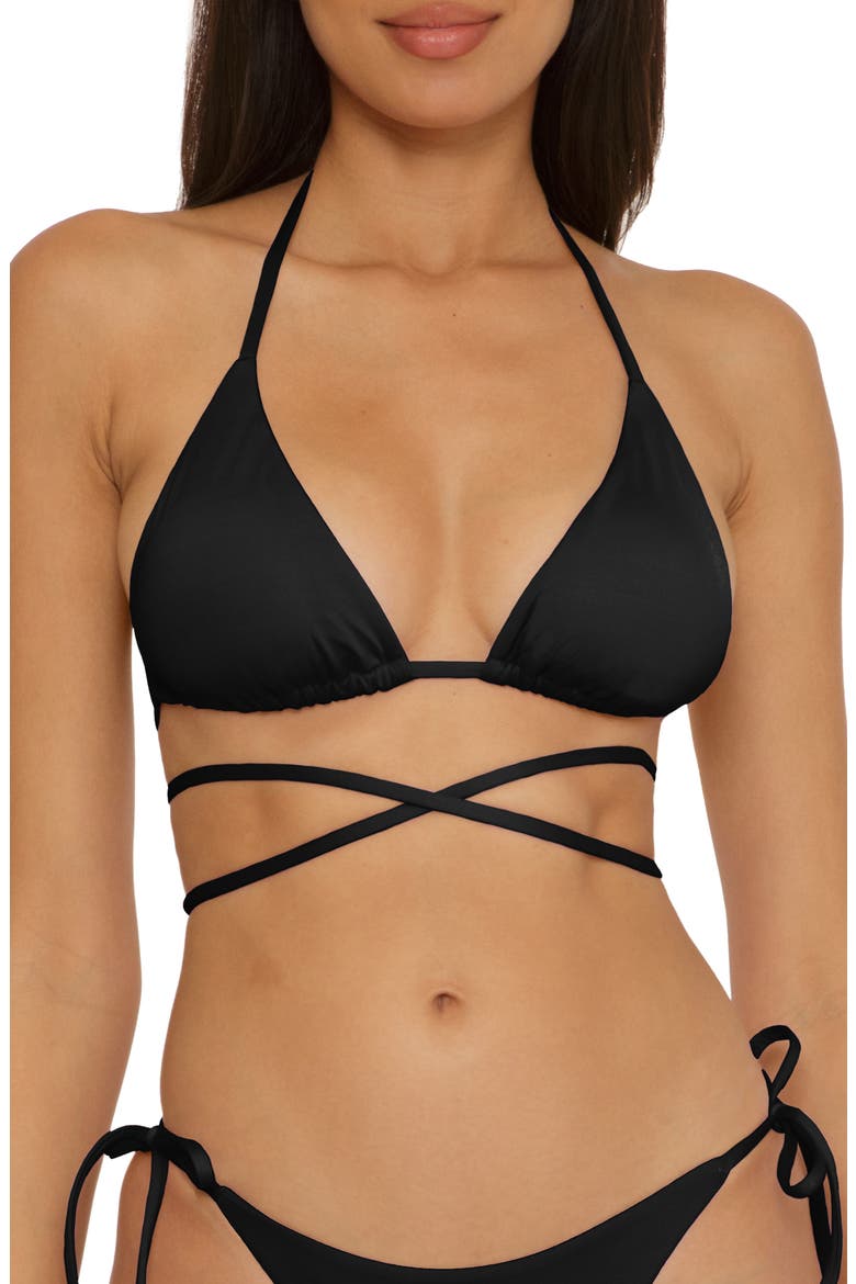 Color Code Wraparound Triangle Bikini Top, Main, color, BLACK