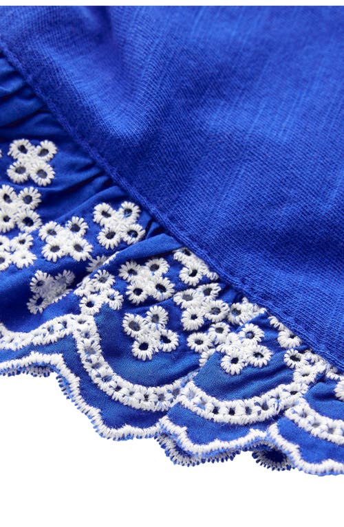 Mini Boden Kids' Margaret Frill Embroidered Eyelet Cotton Top In Orion Blue