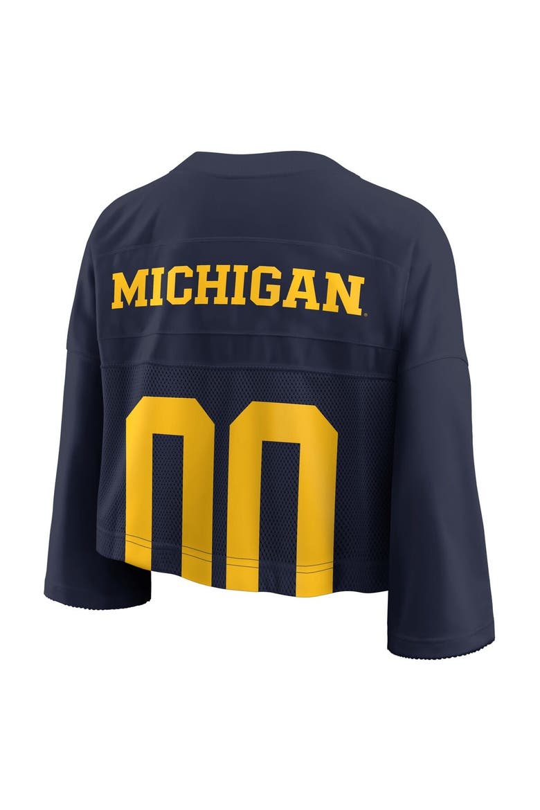 Women's Jordan Brand Navy Michigan Wolverines Cropped Mesh Dri-FIT Fashion Jersey, Alternate, color, Navy