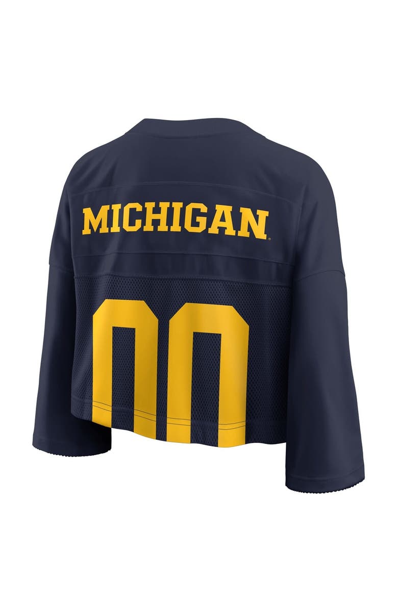Jordan Brand Women's Jordan Brand Navy Michigan Wolverines Cropped Mesh Dri-FIT Fashion Jersey, Alternate, color, Navy