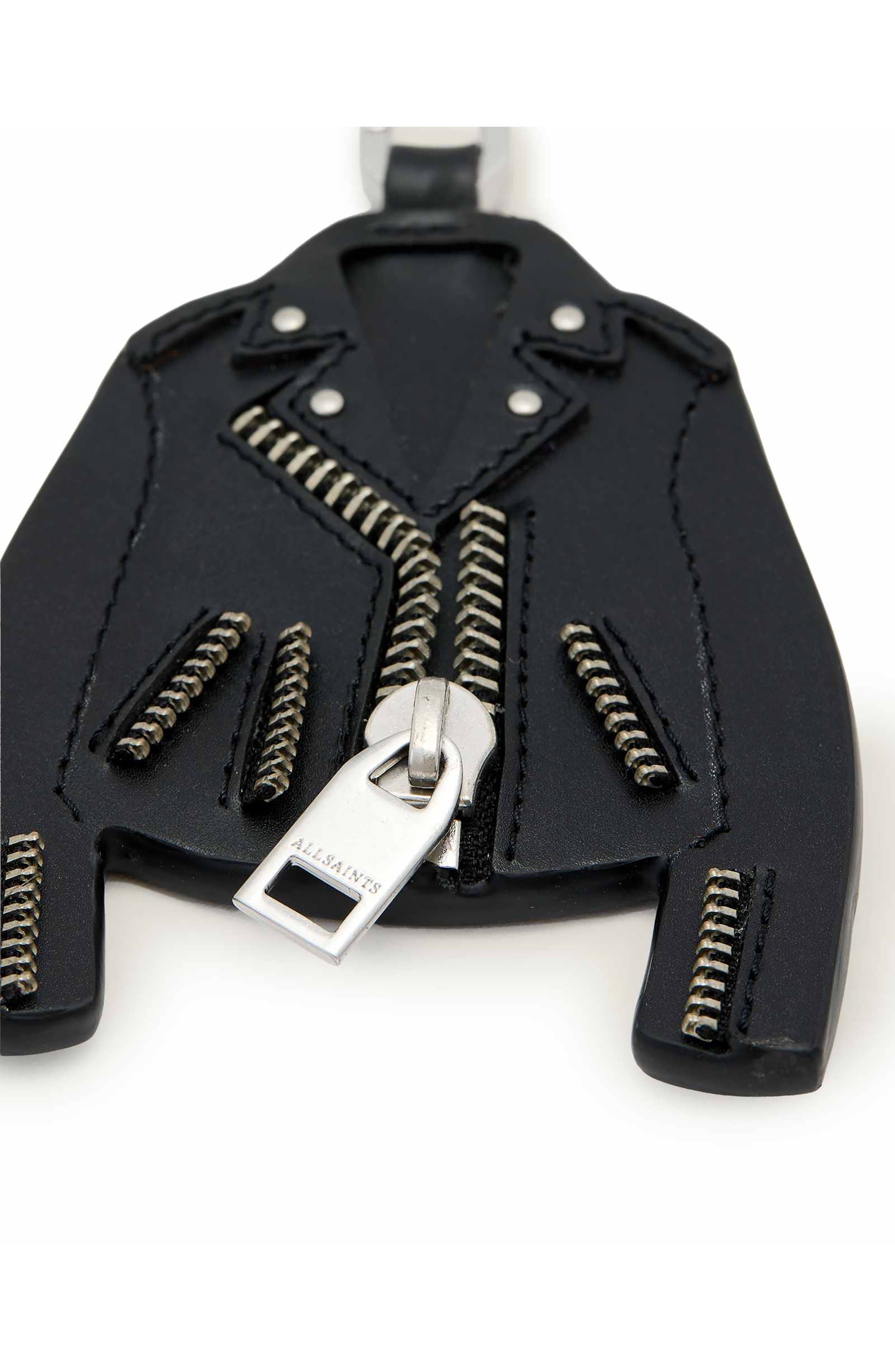 Balfern Leather Jacket Keyring, Alternate, color, BLACK/ SILVER