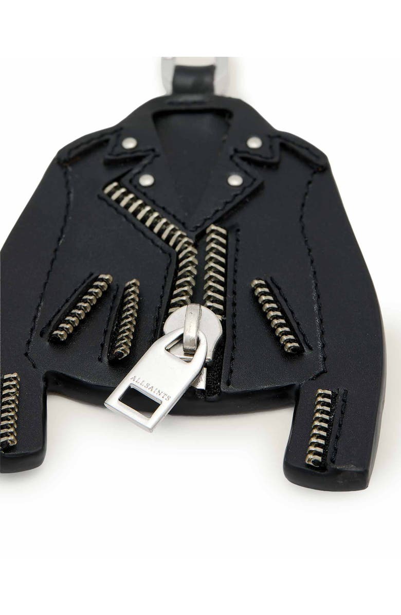 AllSaints Balfern Leather Jacket Keyring, Alternate, color, Black/ Silver