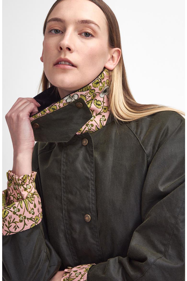 Shelton Water Resistant Waxed Cotton Jacket, Alternate, color, ARCHIVE OLIVE/ EYEBRIGHT