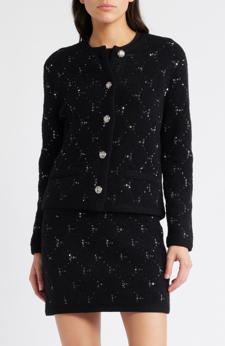 KOBI HALPERIN Embellished Fuzzy Cardigan, Main, color,