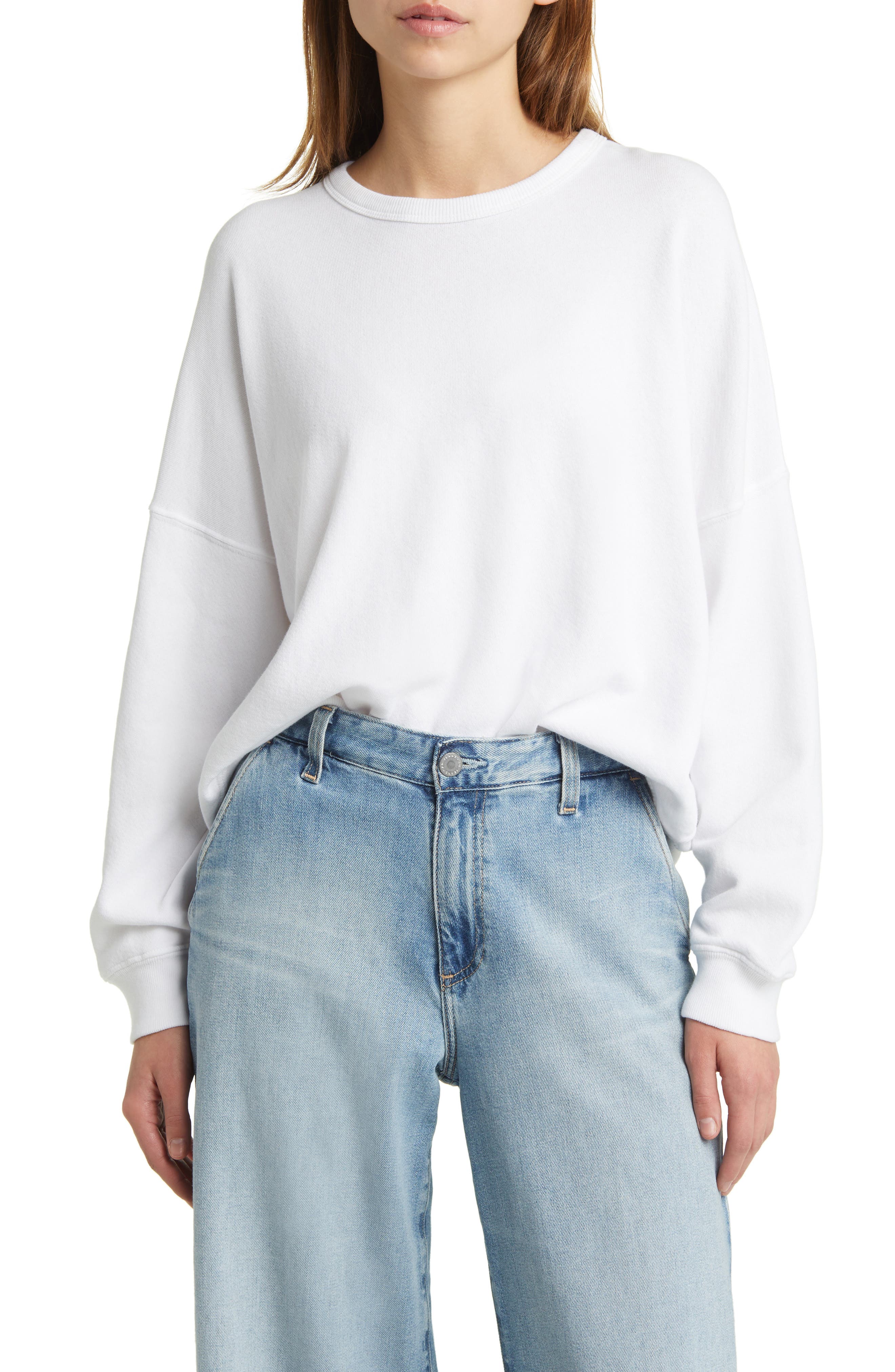 THE GREAT. The Teammate Cotton Sweatshirt in True White 