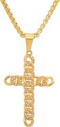 STEELTIME Men's 18k Gold Plated Cubic Zirconia Cross Pendant Necklace