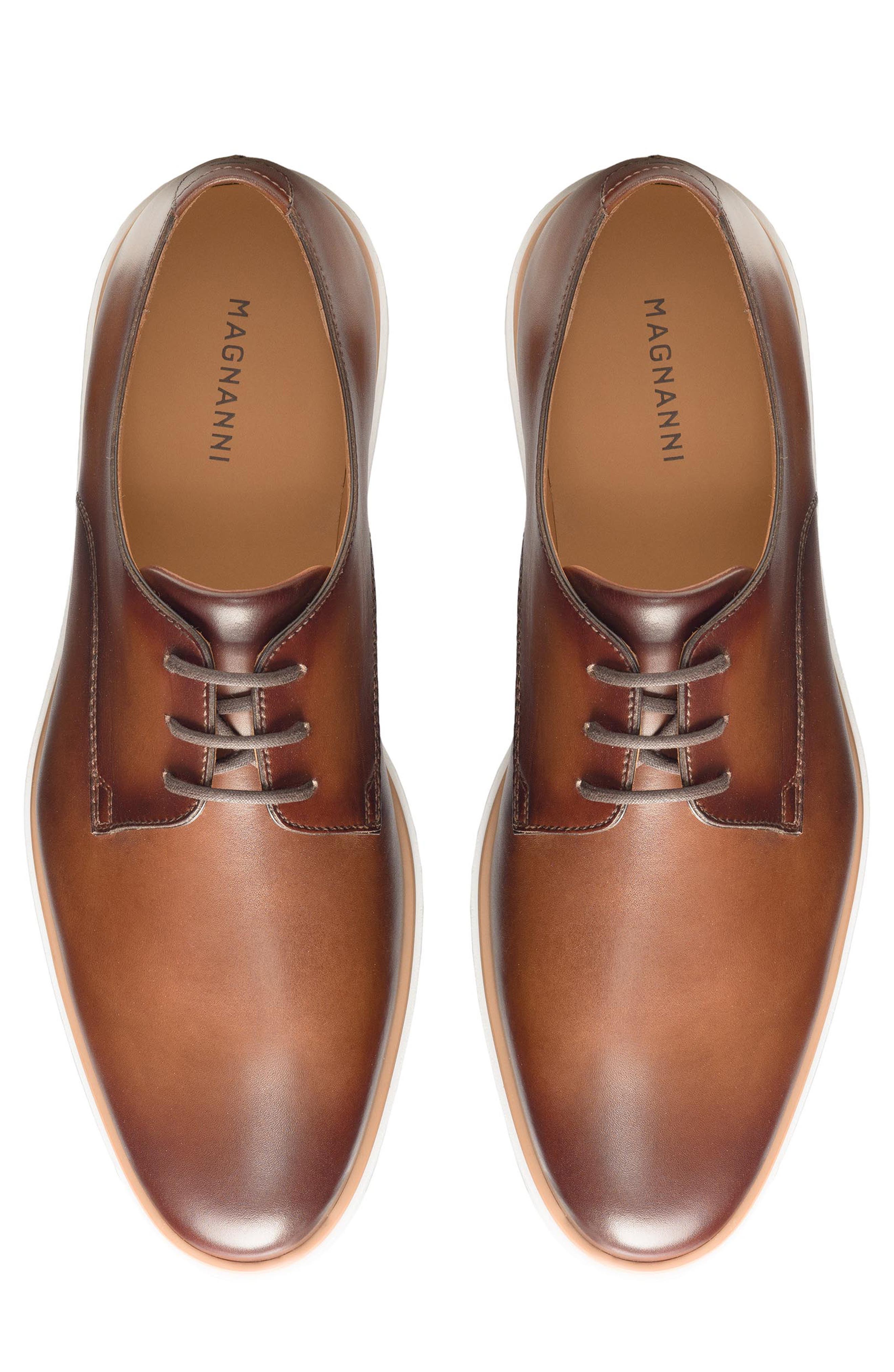 Magnanni Leone Plain Toe Derby, Alternate, color, Tabaco