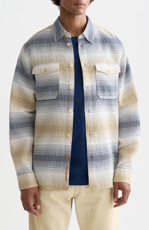 Scotch & Soda Stripe Woven Waffle Button-up Shirt In Neutral