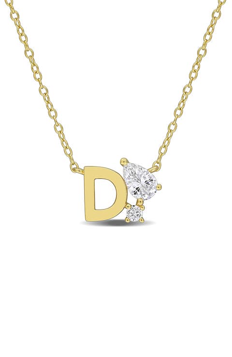 Initial Lab Created White Sapphire Pendant Necklace