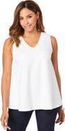 Jessica London Stretch Cotton V-Neck Trapeze Tank