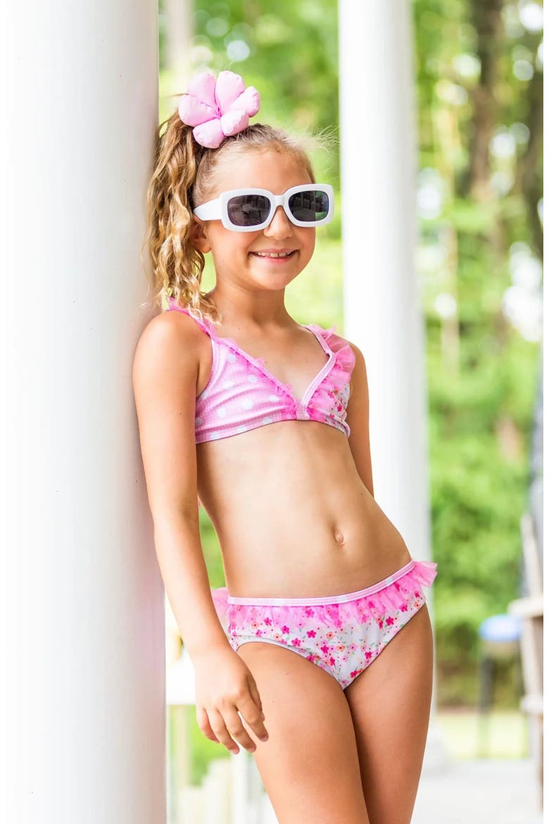Floral Ruffle Bikini Swimsuit, Alternate, color, Pink