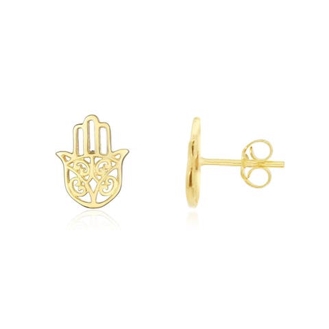 Gold Hamsa Stud Earrings