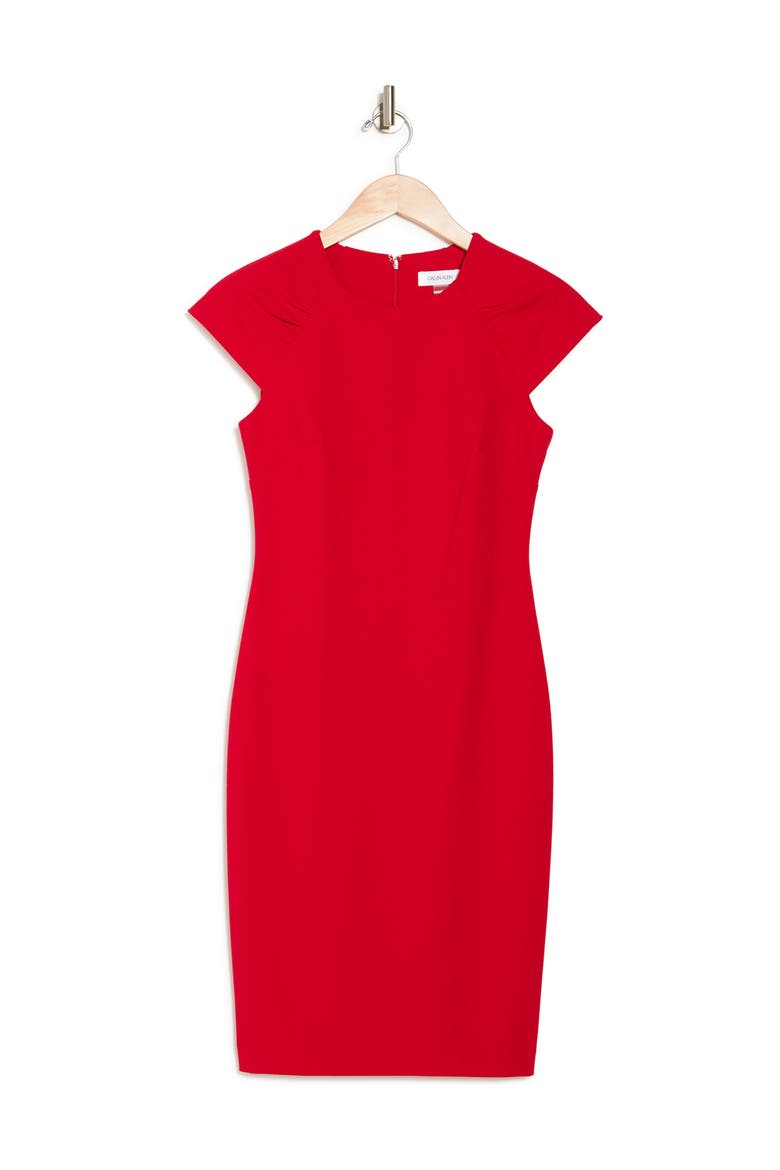 Cap Sleeve Sheath Dress, Alternate, color, RED