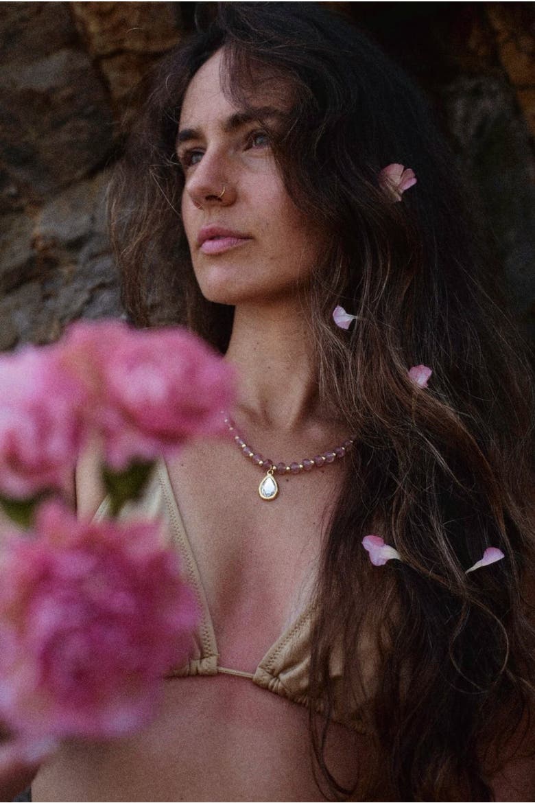 The Rosamere Necklace, Alternate, color, Strawberry Quartz Gemstones