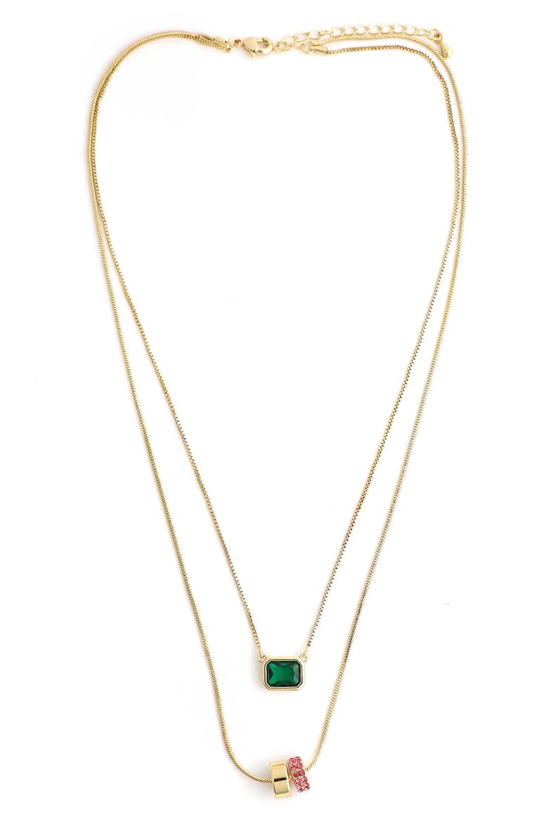 Crystal Layered Pendant Necklace, Main, color, GOLD MULTI