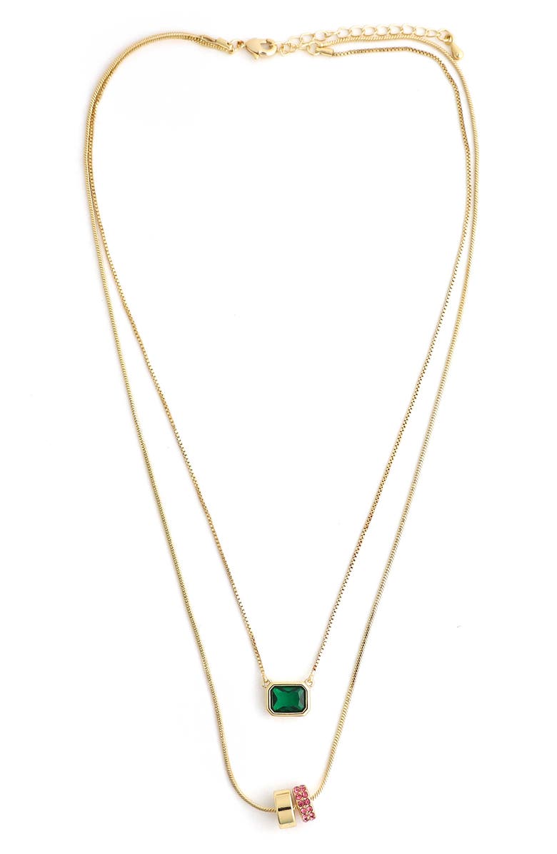 Panacea Crystal Layered Pendant Necklace, Main, color, Gold Multi