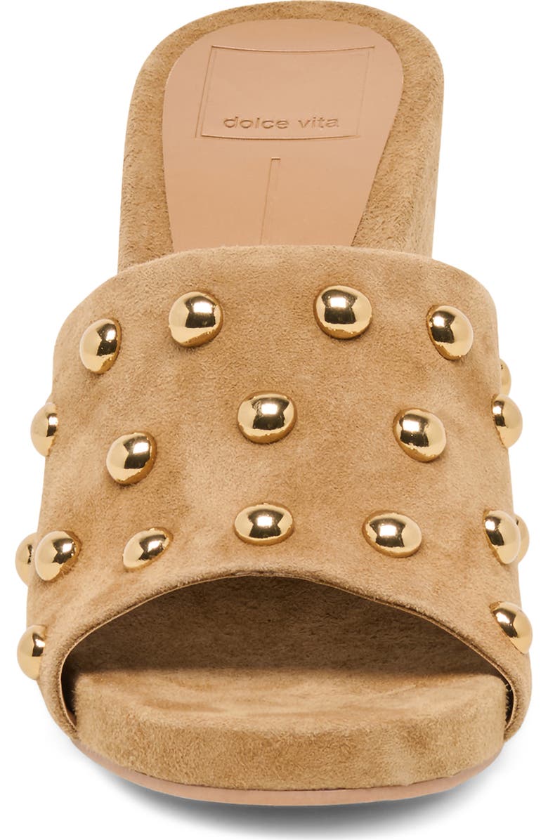 Dolce Vita Holta Stud Wedge Sandal, Alternate, color, Light Brown Suede