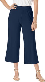Jessica London Everyday Stretch Knit Wide Leg Crop Pant