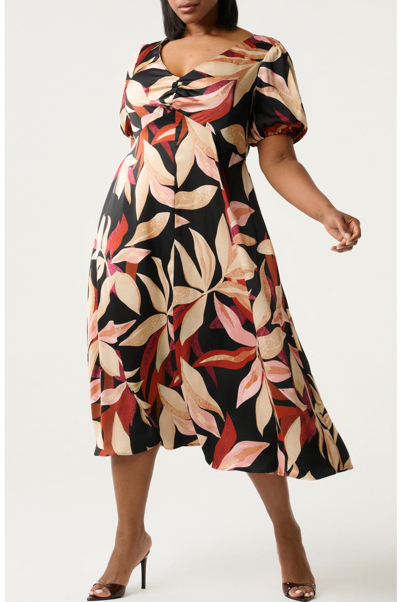 Laura Print Midi Dress, Main, color, BERRY FLORA