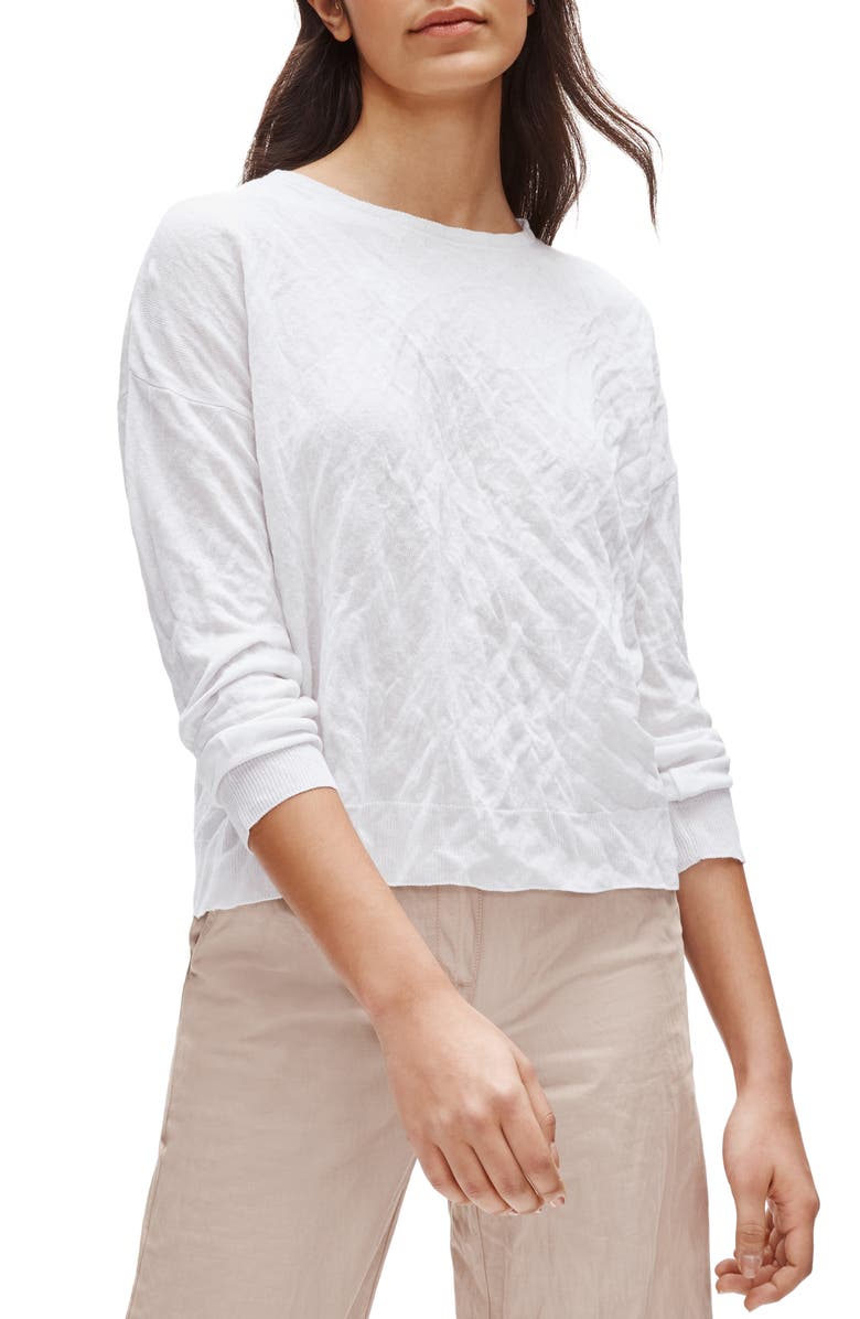 Eileen Fisher Metallic Fiber Blend Crewneck Box Top Sweater, Main, color,
