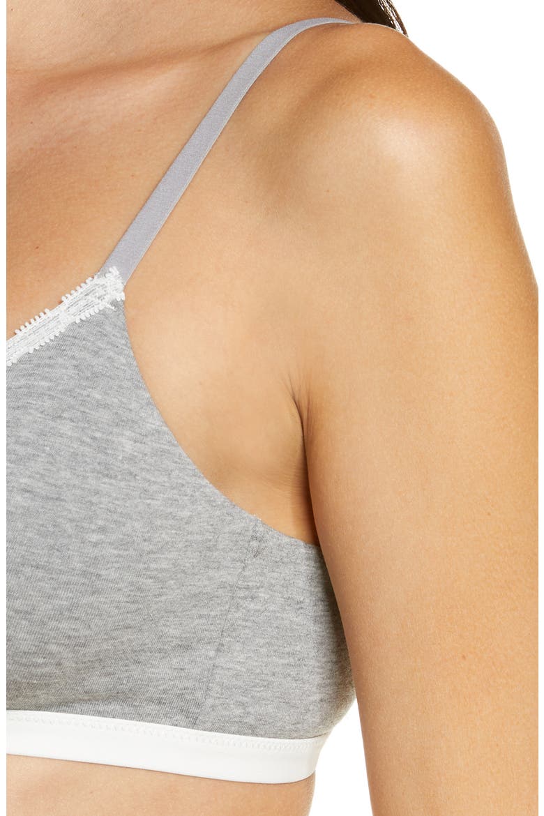 Adorned Cotton Blend Bralette, Alternate, color, HEATHER GREY / IVORY