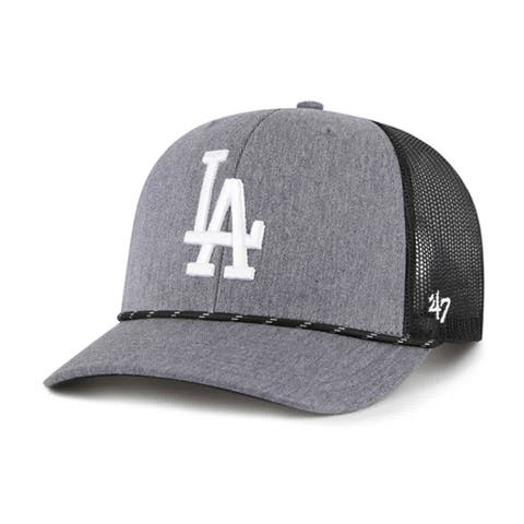 Men's '47 Charcoal Los Angeles Dodgers Carbon Rope Trucker Adjustable Hat