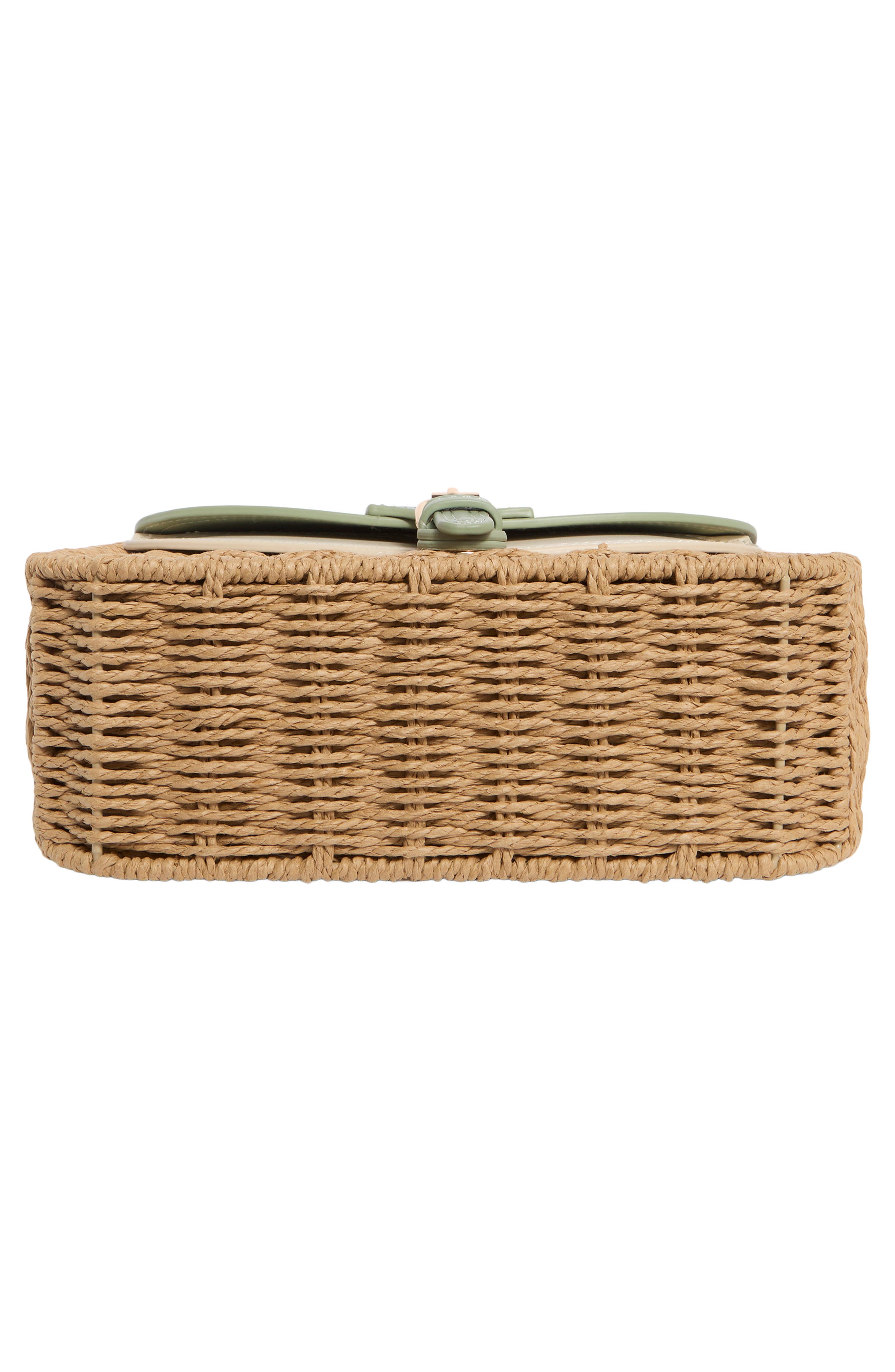 URBAN EXPRESSIONS HANDBAGS Straw & Faux Leather Crossbody Bag, Alternate, color, Sage Camel