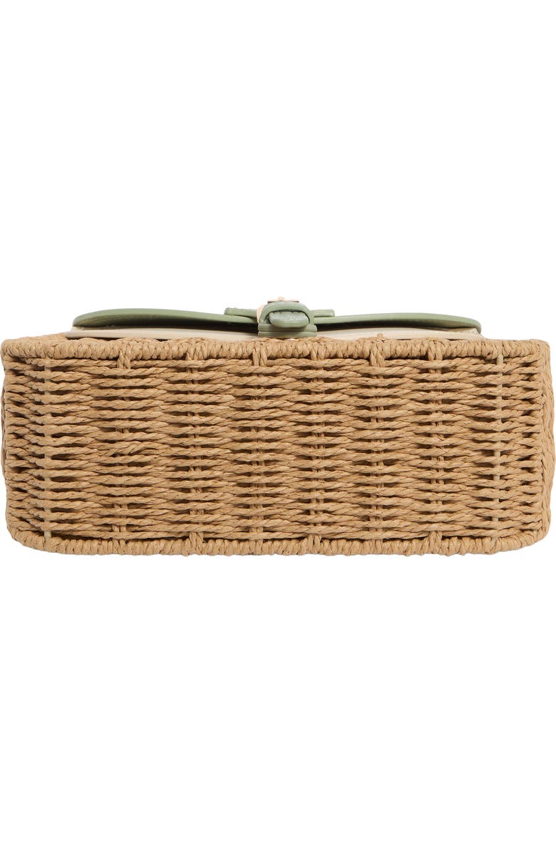 URBAN EXPRESSIONS HANDBAGS Straw & Faux Leather Crossbody Bag, Alternate, color, Sage Camel