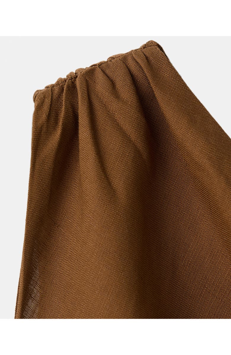 MANGO Ruched One-Shoulder Maxi Dress, Alternate, color, Tobacco Brown