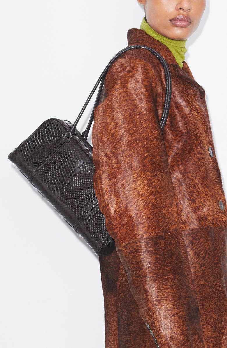 Tory Burch Marshmallow Croc Embossed LeatherShoulder Bag, Alternate, color,