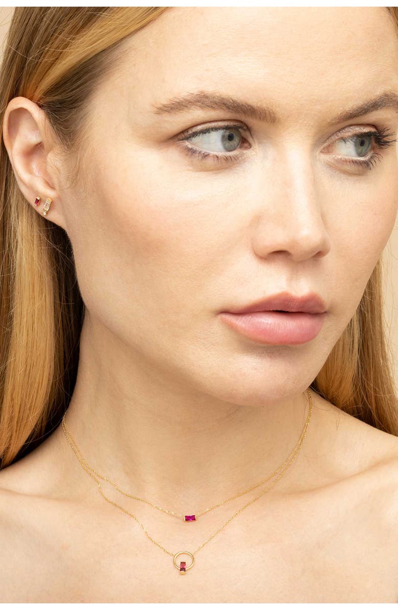 Oradina 14K Gold Fresco Baguette Pendant Necklace, Alternate, color, Gold/White