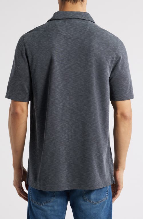 Johnston & Murphy Vintage Slub Modal Blend Johnny Collar Polo In Charcoal