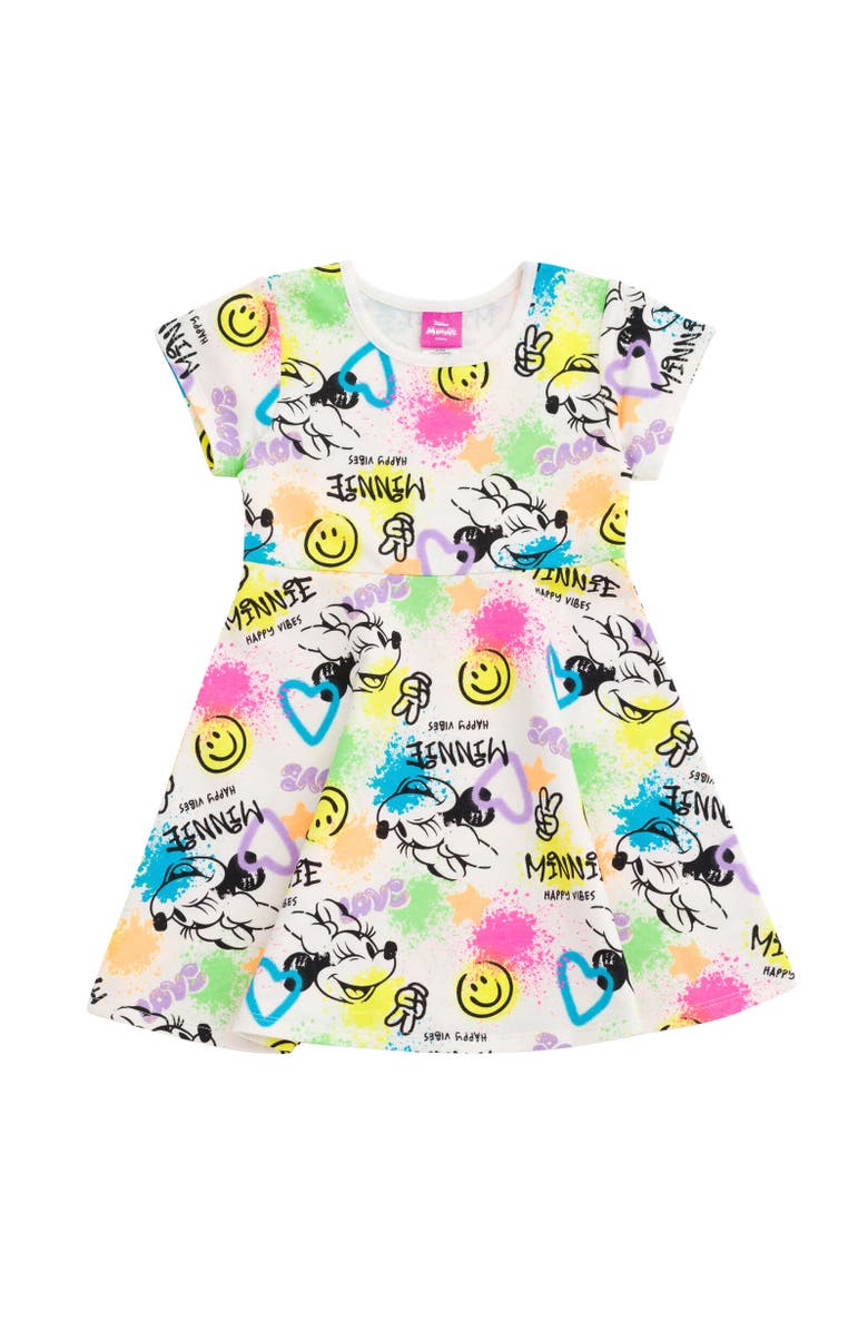 Disney Short Sleeve Skater Dress, Main, color, Minnie Mouse Multicolor