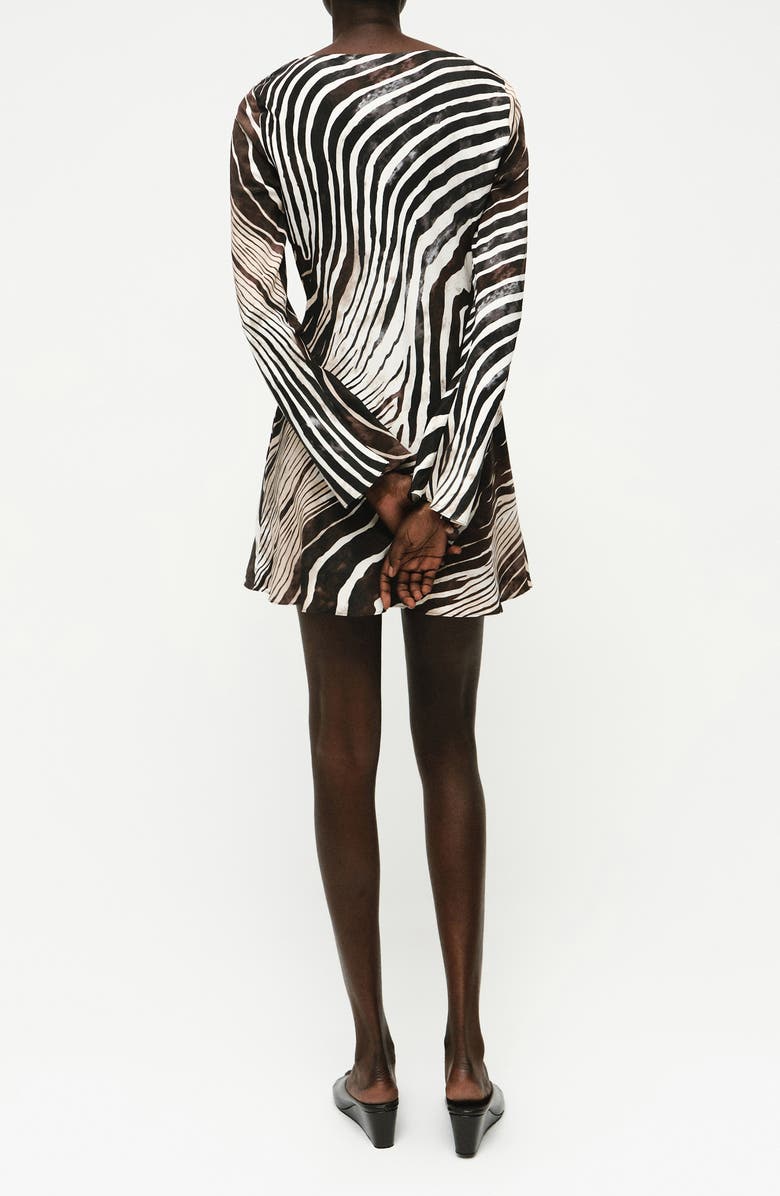 MANGO Zebra Print Long Sleeve Dress, Alternate, color, Black
