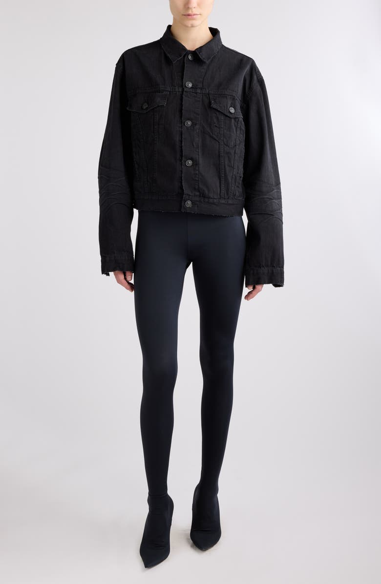 Balenciaga Small Fit Denim Crop Jacket, Alternate, color, 