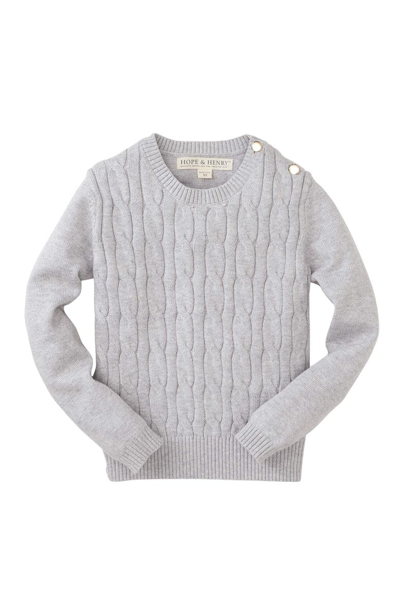 Hope & Henry Baby Girls' Cable Front Sweater, Infant, Main, color, Grey