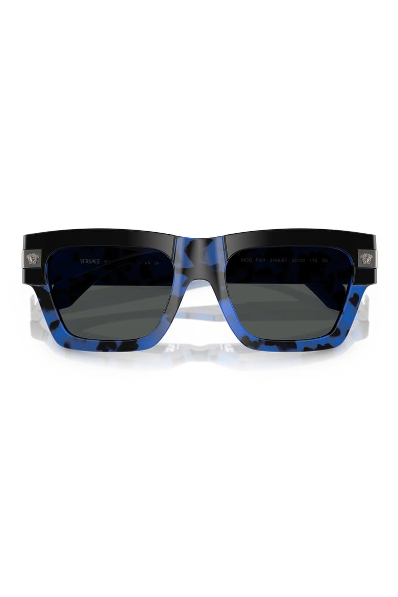 55mm Plaque Rectangular Sunglasses, Alternate, color, HAVANA BLUE