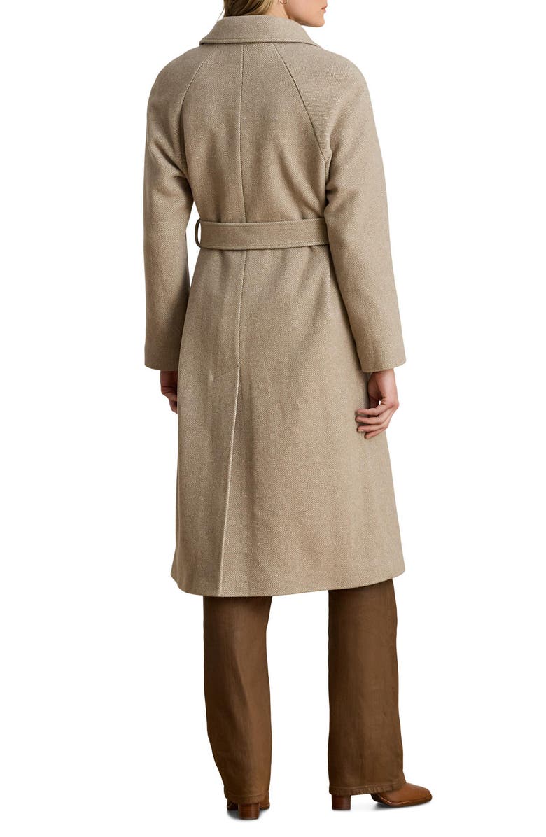 Lauren Ralph Lauren Plaid Belted Double Breasted Coat, Alternate, color, Camel/ Cream Plaid