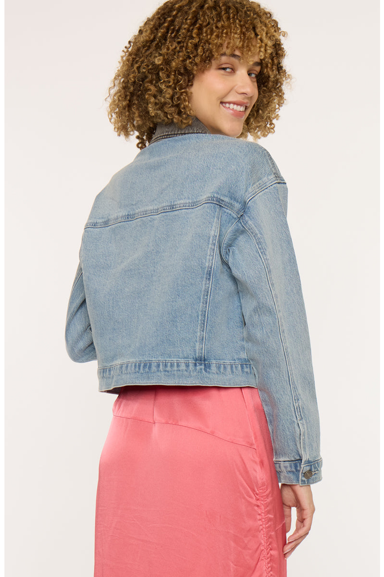 Lucca Denim Crop Jacket, Alternate, color, Medium Wash